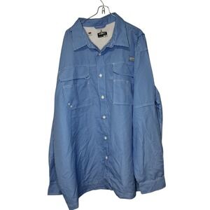 Habit Men's Shirt Gingham Check Vented Fishing Button Up Long Sleeve Blue 2XL